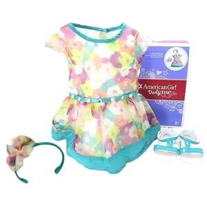 American Girl BRIGHT BLOOMS DRESS Outfit Spring Easter Party Headband Shoes BOX